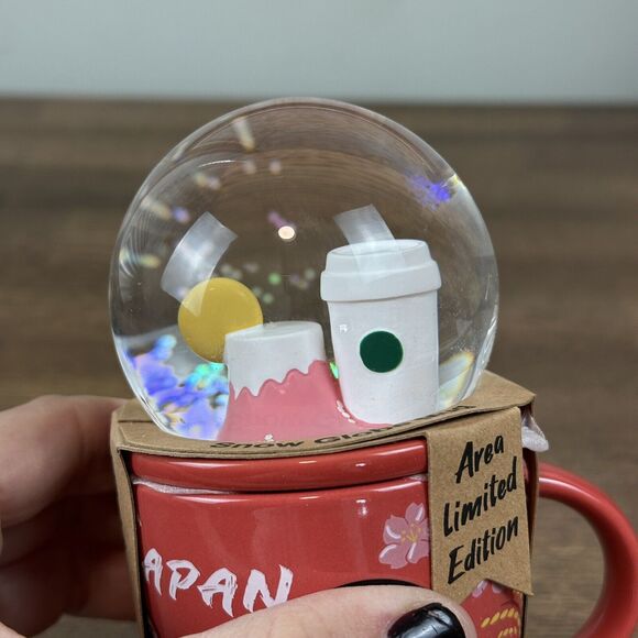 Starbucks Coffee Japan Snow Globe Mug Mt Fuji First Sunrise NEW Limited Holiday - Picture 6 of 10
